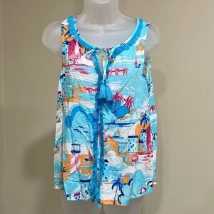 NWOT Crown & Ivy Beachy Lighthouse Blouse with fringe.  Size S small 4/6